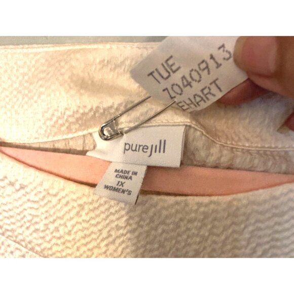 100% Silk Pure Jill Womens XX Large Ivory Textured Boxy Top Quiet Elegance - Picture 3 of 12